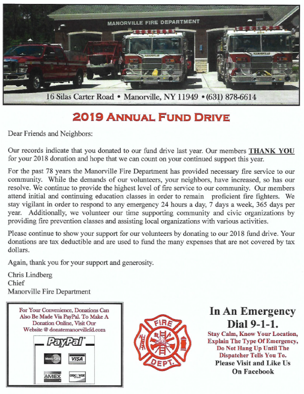 Vehicle Service Department Letter >> Manorville Fire Department 2019 Annual Fund Drive Now In Vehicle Service Department Letter >> Manorville Fire Department 2019 Annual Fund Drive Now In